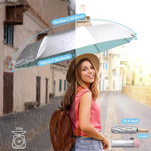 مظلة سفر مقاومة للرياح G4Free مع مقبض خشبي كبير ، حماية أشعة الشمس ومظلة المطر أوتوماتيكي مفتوح وإغلاق ، مضغوط 46 "مظلة كبيرة مع 50+ ، محمولة خفيفة الوزن للمشي والخارجية في الهواء الطلق in Saudi Arabia
