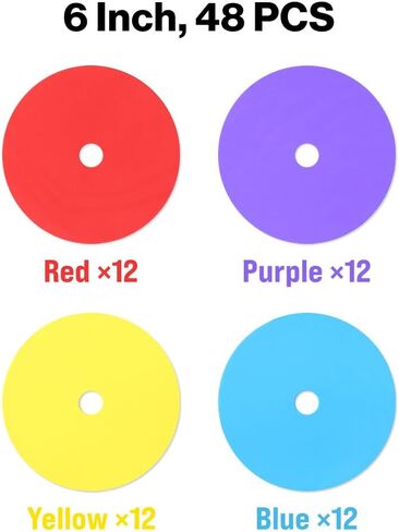 Flat Cones, 48 Pcs 6 Inch Spot Markers, Soccer Cones, Field Court Markers, Sit Spots, Flat Discs, Soccer Training Equipment, Agility Practice, Football in Kuwait