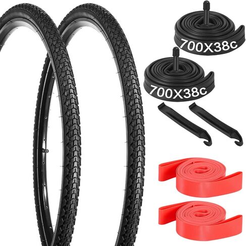 yeesport 700x38c Bike Tire, 2 Pack Foldable 700 x 38c Gravel Bike Tires & 40-622 700x38c Bike Tubes 48mm A/V Valve, Road Bike Tire 700c Bicycle Tires with Rim Strips for Urban Rural Asphalt Concrete in Saudi Arabia