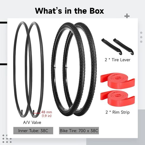 yeesport 700x38c Bike Tire, 2 Pack Foldable 700 x 38c Gravel Bike Tires & 40-622 700x38c Bike Tubes 48mm A/V Valve, Road Bike Tire 700c Bicycle Tires with Rim Strips for Urban Rural Asphalt Concrete in Saudi Arabia