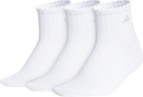 adidas Sport Fashion 3-Pack Quarter Ruffle Ankle Sock for Women Low Cut in Saudi Arabia