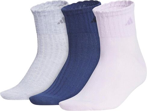 adidas Sport Fashion 3-Pack Quarter Ruffle Ankle Sock for Women Low Cut in Saudi Arabia