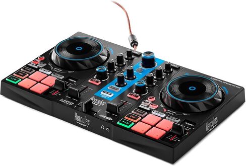 Hercules DJControl Inpulse 200 MK2 & Stream Starter Kit DJ Bundle, Includes Stream 100 and HUD-600 USB Microphone + 3 Months Voicemod Pro, (OBS, Streamlabs), Compatible with PC Only in Saudi Arabia