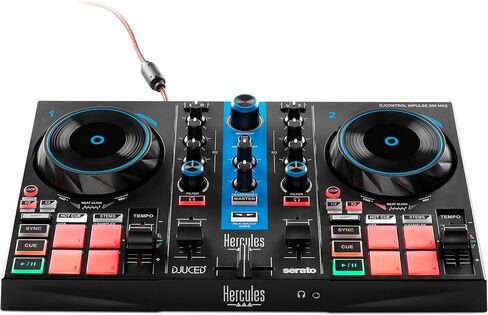 Hercules DJControl Inpulse 200 MK2 & Stream Starter Kit DJ Bundle, Includes Stream 100 and HUD-600 USB Microphone + 3 Months Voicemod Pro, (OBS, Streamlabs), Compatible with PC Only in Saudi Arabia