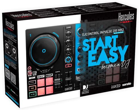 Hercules DJControl Inpulse 200 MK2 & Stream Starter Kit DJ Bundle, Includes Stream 100 and HUD-600 USB Microphone + 3 Months Voicemod Pro, (OBS, Streamlabs), Compatible with PC Only in Saudi Arabia