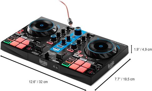 Hercules DJControl Inpulse 200 MK2 & Stream Starter Kit DJ Bundle, Includes Stream 100 and HUD-600 USB Microphone + 3 Months Voicemod Pro, (OBS, Streamlabs), Compatible with PC Only in Saudi Arabia