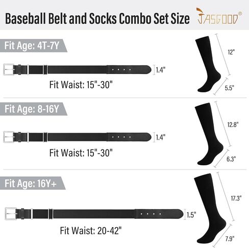 JASGOOD Baseball Socks and Belt for Youth Adult Softball Socks and Belt Combo Elastic Belt for Men in Saudi Arabia