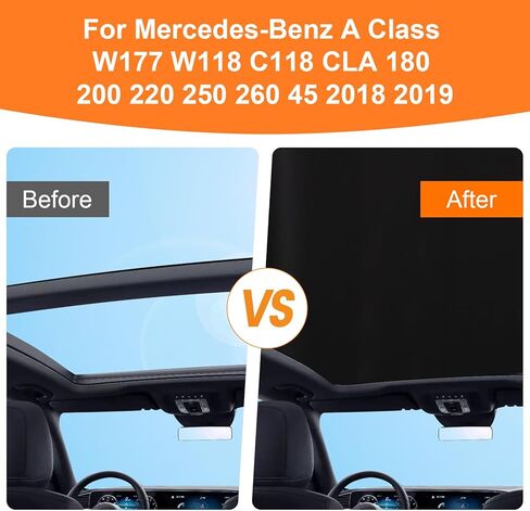 Car Panorama Sunrack Sunshade Cover Cover Assembly for Mercedes-Benz A Class W177 C118 CLA 180 200 220 250 260 45 2018 (Black) in Kuwait