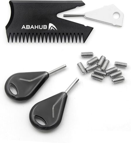 Abahub Surfboard Fin Key Key Kit لعقود الآجلة/زعانف FCS مع مشط شمع الأمواج و 2 مفاتيح ومسامير إضافية in Kuwait