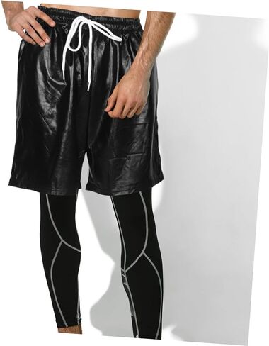 Safigle Men Disco Costume Shorts Shiny Shyps for Rave Plasse Prevable Polyester Dance Pants English Performan in Saudi Arabia