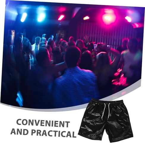 Safigle Men Disco Costume Shorts Shiny Shyps for Rave Plasse Prevable Polyester Dance Pants English Performan in Saudi Arabia