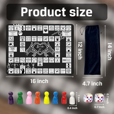Bride Or Die Bachelorette Adult Drinking Game, Black Interactive Party Rubber Mat Board Game with Two Dice, Drunk Night Drinking Game, Bachelorette Party Game Gift for Boys and Girls, 2 8 People 21+ in Kuwait