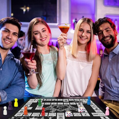 Bride Or Die Bachelorette Adult Drinking Game, Black Interactive Party Rubber Mat Board Game with Two Dice, Drunk Night Drinking Game, Bachelorette Party Game Gift for Boys and Girls, 2 8 People 21+ in Kuwait