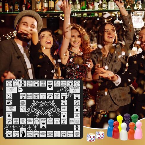 Bride Or Die Bachelorette Adult Drinking Game, Black Interactive Party Rubber Mat Board Game with Two Dice, Drunk Night Drinking Game, Bachelorette Party Game Gift for Boys and Girls, 2 8 People 21+ in Kuwait