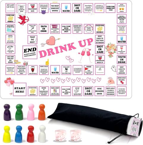 Bride Or Die Bachelorette Adult Drinking Game, Black Interactive Party Rubber Mat Board Game with Two Dice, Drunk Night Drinking Game, Bachelorette Party Game Gift for Boys and Girls, 2 8 People 21+ in Kuwait