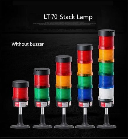 1pcs Stack Lamp Industrial Emergency Light Straight Rod Disk Base LED Warning Light Tower DC12V/24V AC110V/220V/380V No Buzzer(5Layers 220V no Buz) in Saudi Arabia