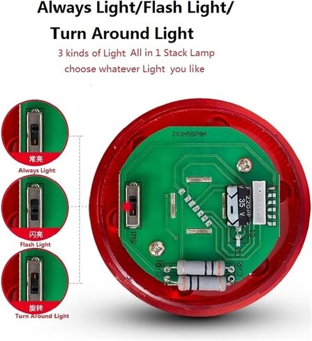 1pcs Stack Lamp Industrial Emergency Light Straight Rod Disk Base LED Warning Light Tower DC12V/24V AC110V/220V/380V No Buzzer(5Layers 220V no Buz) in Saudi Arabia