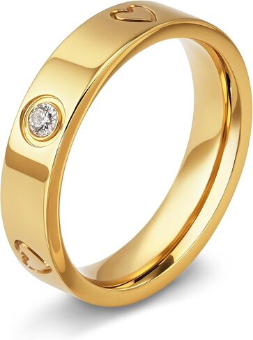 Love Promise Gold Ring for Women: Felet Dainty Stains Steel Ring مكعب الزركونيا الزفاف الفرقة المشاركة في حلقات الصداقة 18K الذهب الفضة الذهب. in Kuwait
