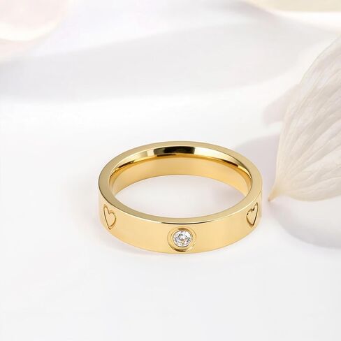 Love Promise Gold Ring for Women: Felet Dainty Stains Steel Ring مكعب الزركونيا الزفاف الفرقة المشاركة في حلقات الصداقة 18K الذهب الفضة الذهب. in Kuwait