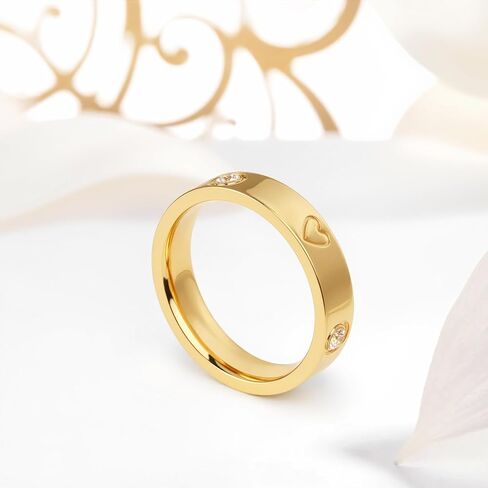 Love Promise Gold Ring for Women: Felet Dainty Stains Steel Ring مكعب الزركونيا الزفاف الفرقة المشاركة في حلقات الصداقة 18K الذهب الفضة الذهب. in Kuwait