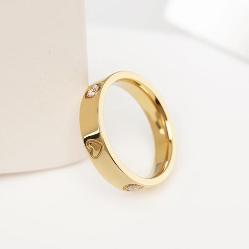 Love Promise Gold Ring for Women: Felet Dainty Stains Steel Ring مكعب الزركونيا الزفاف الفرقة المشاركة في حلقات الصداقة 18K الذهب الفضة الذهب. in Kuwait