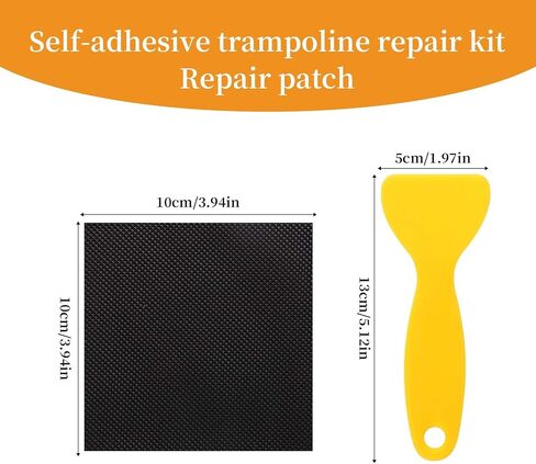 طقم إصلاح تصحيح ترامبولين 6pcs ، 3.94 × 3.94 في إكسسوارات تصحيح ترامبولين مطاطية ذاتية اللصق مع مكشطة للثقوب في الحصير (مربعة) in Saudi Arabia