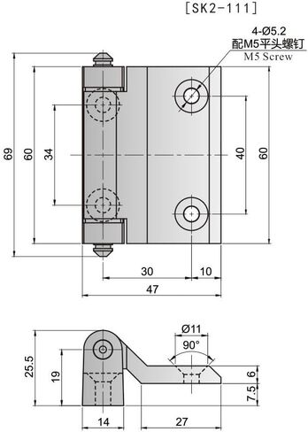 SK2-111 الخزانة الكهربائية 180 درجة سبيكة الزنك السوداء المفصلية in Saudi Arabia