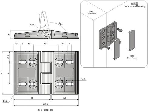 SK2-003-3B Industrial Hardware Freeze Door Butt Hinge 1Pcs in Saudi Arabia