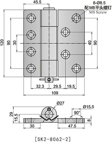 ساتان نحاس بعقب مفصلات الفولاذ المقاوم للصدأ نافذة التعبئة الصناعية توجيه الباب 1pcs in Kuwait