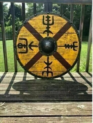 Medieval LARP Warrior Wood & Steel Viking Round Shield Armor Templar Shield in Saudi Arabia