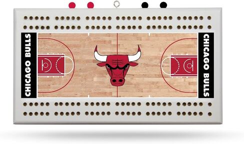 Chicago Bulls NBA Two Track Wooden Basketball Court Shaped Cribbage Board in Saudi Arabia