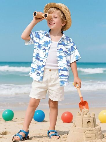COSLAND Boys' Cotton Shirt Button Down Top, Kids Novelty T-Shirt, 2T-Large in Saudi Arabia