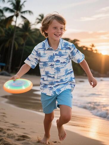COSLAND Boys' Cotton Shirt Button Down Top, Kids Novelty T-Shirt, 2T-Large in Saudi Arabia