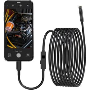 1920p HD عدسة ثنائية العدسة الكاميرا شبه الكابلات ثعبان نصف الصبغ IP67 مصابيح مضادة للماء 8 أضاءة قابلة للتفتيش على خط الأنابيب الصناعية قابلة للتفتيش متوافق مع كاميرا IOS/Android المنظار (3.5 قدم) in Kuwait