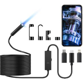 كاميرا المنظار مع الضوء ، 1920p HD Borescope مع 8 مصابيح LED قابلة للتعديل ، و 16.4 قدم كاميرا الأفعى شبه المقصودة 7.9 مم IP 67 منظار الصناعي المقاوم للماء لنظام التشغيل iOS و Android in Kuwait