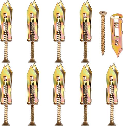 20 Pcs Self-Drilling Anchor Screws, Drywall Self-Drilling Anchors with Screws Set Steel Drywall Anchors Heavy Duty Metal Expansion Bolt No Drill Hole for TV Shelf Straps Gypsum Boards Cabinets in Saudi Arabia