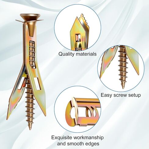 20 Pcs Self-Drilling Anchor Screws, Drywall Self-Drilling Anchors with Screws Set Steel Drywall Anchors Heavy Duty Metal Expansion Bolt No Drill Hole for TV Shelf Straps Gypsum Boards Cabinets in Saudi Arabia