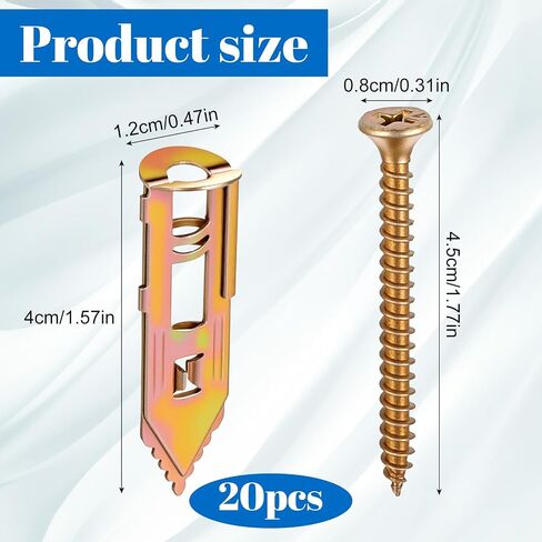 20 Pcs Self-Drilling Anchor Screws, Drywall Self-Drilling Anchors with Screws Set Steel Drywall Anchors Heavy Duty Metal Expansion Bolt No Drill Hole for TV Shelf Straps Gypsum Boards Cabinets in Saudi Arabia