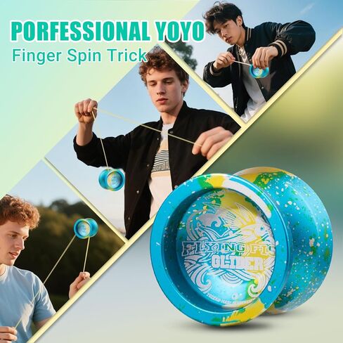FS01 Yoyo Professional ، yo-yo yo-yo for Kids 8-12 مع سلاسل الحامل والتوترات الإضافية-ألعاب خدعة متينة للأطفال والمبتدئين والبالغين (اللون الوردي الملون) in Kuwait
