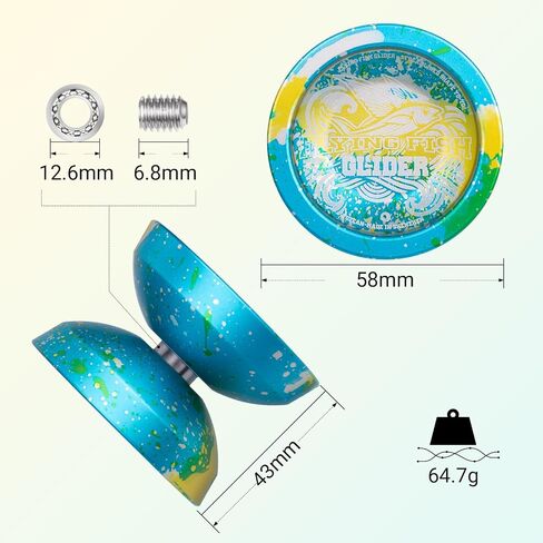 FS01 Yoyo Professional ، yo-yo yo-yo for Kids 8-12 مع سلاسل الحامل والتوترات الإضافية-ألعاب خدعة متينة للأطفال والمبتدئين والبالغين (اللون الوردي الملون) in Kuwait