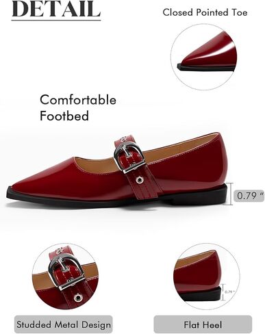 Coutgo Womens Mary Jane Flats مغلق مقترن من إصبع القدم مرصع بالمعادن القابلة للتعديل in Kuwait