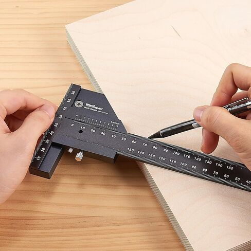 مقياس Scriber - أداة وضع علامة دقة ، حاكم قياس ، مربع تخطيط ، مقياس سمك ، أداة خشبية من الألومنيوم CNC للنجارة ، الإطارات ، مجلس الوزراء ، مشاريع DIY (قديمة ، 300 مم) in Kuwait