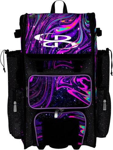 Boombah Rolling Superpack Baseball/Softball Gear Bag - مقبض تلسكوبي - يحمل 4 خفافيش - نسخة ذات عجلات - Supernova - ألوان متعددة in Kuwait