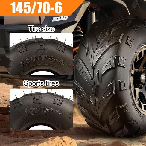 145/70-6 ATV Tires 145 70-6 Go Kart & Mini Bike Street Tires 145x70-6, 6 PR, Tubeless, Set of 2 in Saudi Arabia