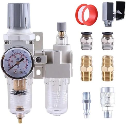 Pneumatic Pressure Regulator Combo Air Filter Lubricator Water Oil Trap Separator(AC3010 3 3l8NPT) in Saudi Arabia