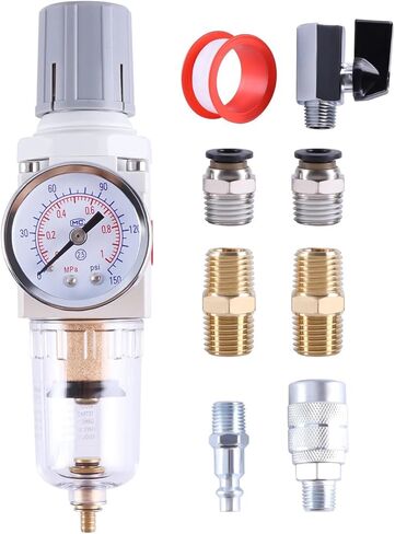 AW2000-02 AW4000-04 Pneumatic 1/4" 1/2" NPT Air Filter Pressure Regulator Combo Air Tool Compressor Filter with Gauge(AW2000-02 Manual 1) in Kuwait