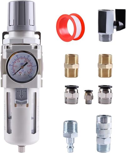 AW2000-02 AW4000-04 Pneumatic 1/4" 1/2" NPT Air Filter Pressure Regulator Combo Air Tool Compressor Filter with Gauge(AW2000-02 Manual 1) in Kuwait