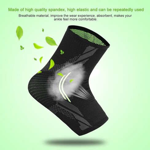 Keenso Ankle Support Brace, Ankle Spandex Support Brace Breathable Stabilizer Strap Compression Sleeve for Sports Basketball Fitness Riding (L in Saudi Arabia
