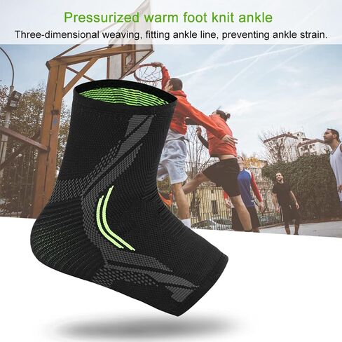 Keenso Ankle Support Brace, Ankle Spandex Support Brace Breathable Stabilizer Strap Compression Sleeve for Sports Basketball Fitness Riding (L in Saudi Arabia