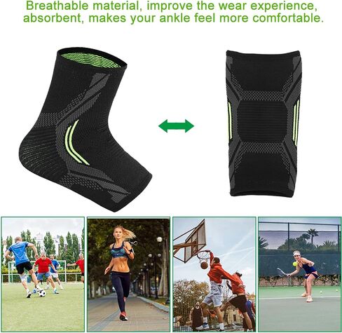 Keenso Ankle Support Brace, Ankle Spandex Support Brace Breathable Stabilizer Strap Compression Sleeve for Sports Basketball Fitness Riding (L in Saudi Arabia